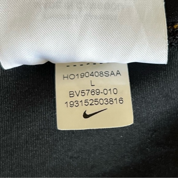 Nike Women's Leggings Black Gold Metallic Floral Mid Rise Running Sz Large - Picture 2 of 12